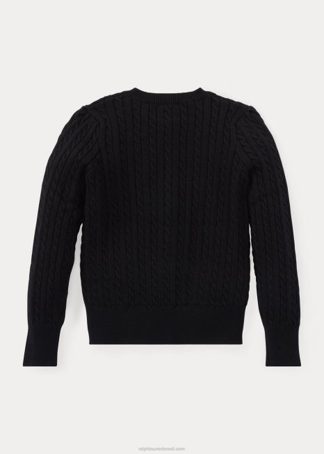 cardigã de algodão mini cabo BD6J6936 crianças Ralph Lauren preto