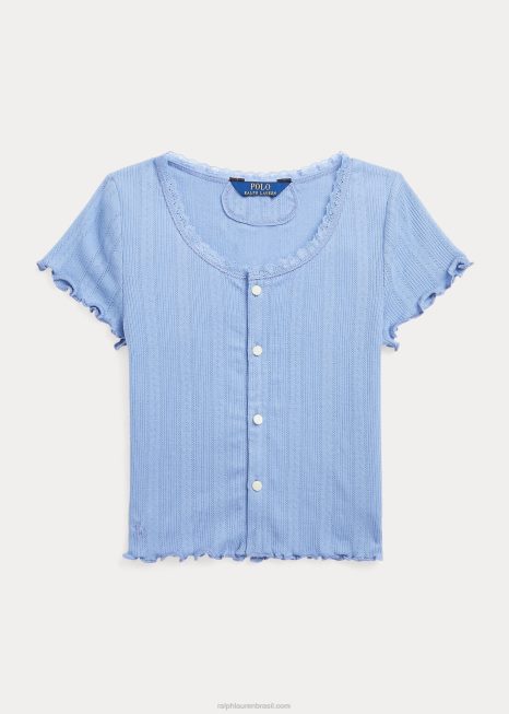 cardigã de algodão pontolle BD6J7075 crianças Ralph Lauren canal azul