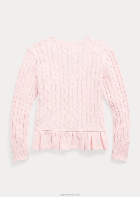 cardigã peplum de algodão tricotado BD6J7553 crianças Ralph Lauren penso em rosa