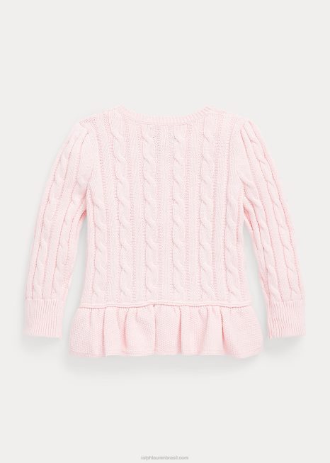 cardigã peplum de algodão tricotado BD6J9994 crianças Ralph Lauren penso em rosa