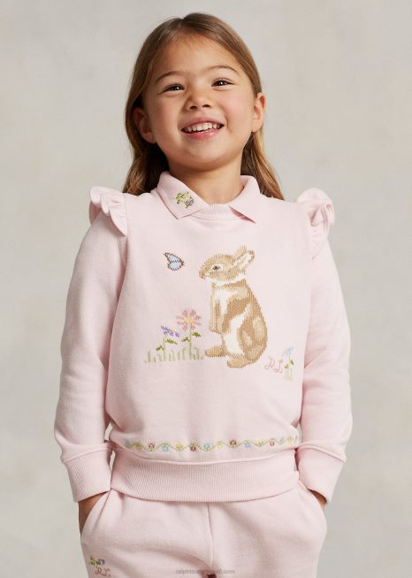 moletom de lã coelho ano novo lunar BD6J6730 crianças Ralph Lauren toque de rosa