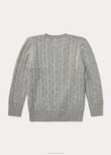 o icônico suéter de cashmere tricotado BD6J5727 crianças Ralph Lauren urze cinza médio