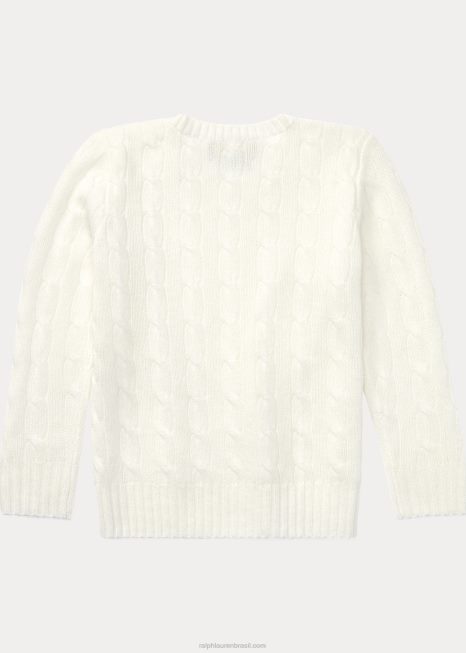 o icônico suéter de cashmere tricotado BD6J5729 crianças Ralph Lauren branco quente