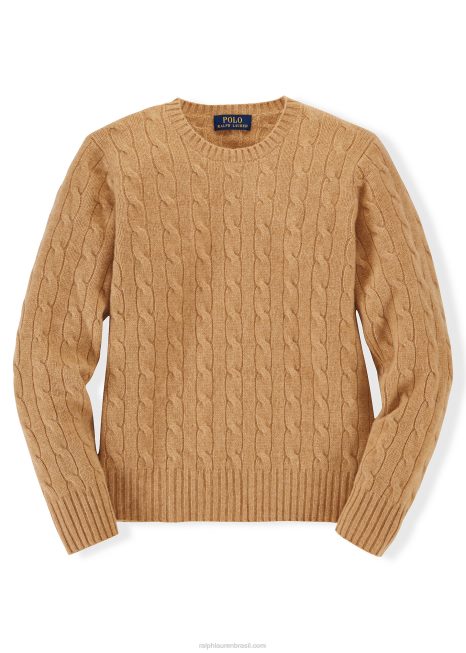 o icônico suéter de cashmere tricotado BD6J6206 crianças Ralph Lauren nova mistura de camelo