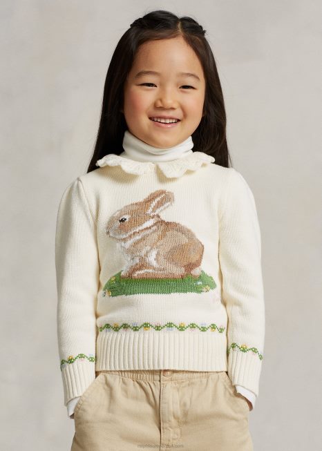 suéter coelho de algodão ano novo lunar BD6J6733 crianças Ralph Lauren creme de clube
