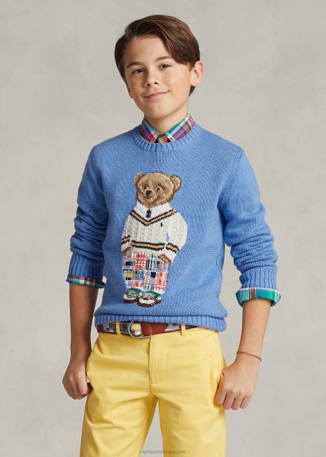 suéter de algodão de urso polo BD6J5986 crianças Ralph Lauren urso formal macio real