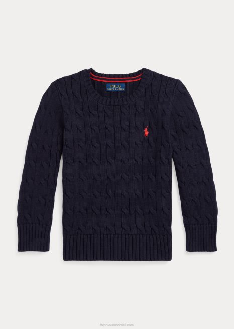 suéter de algodão tricotado BD6J6419 crianças Ralph Lauren rl marinha
