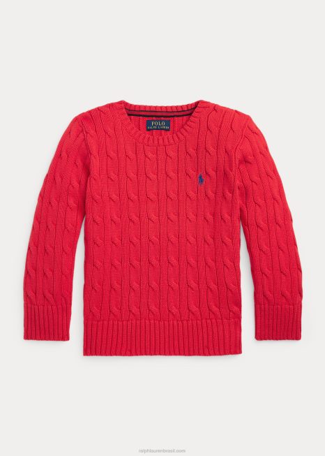 suéter de algodão tricotado BD6J6421 crianças Ralph Lauren estibordo vermelho