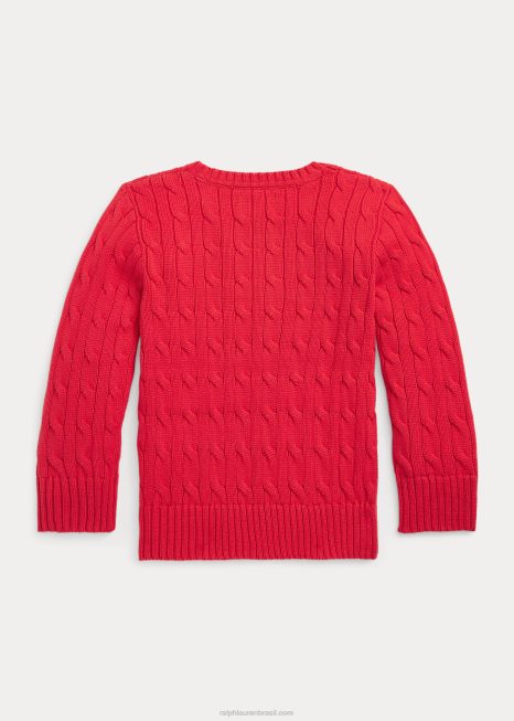 suéter de algodão tricotado BD6J6421 crianças Ralph Lauren estibordo vermelho