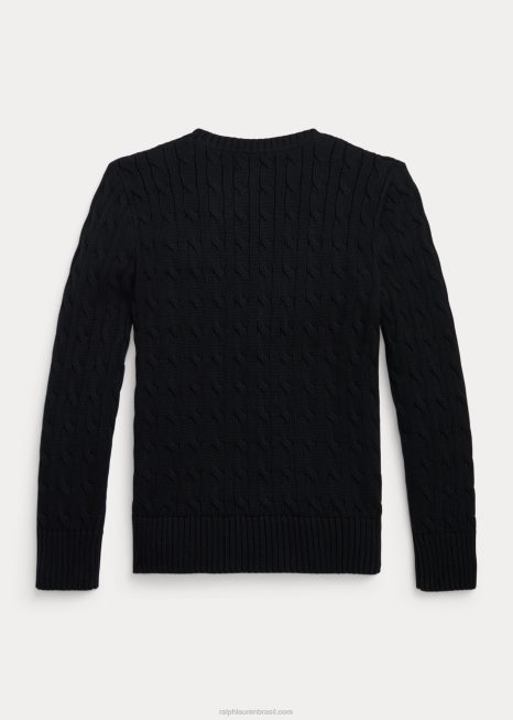 suéter de algodão tricotado BD6J6547 crianças Ralph Lauren preto
