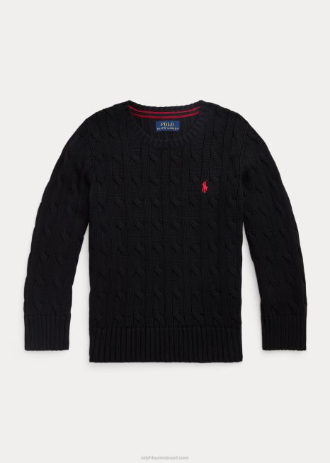 suéter de algodão tricotado BD6J9898 crianças Ralph Lauren preto