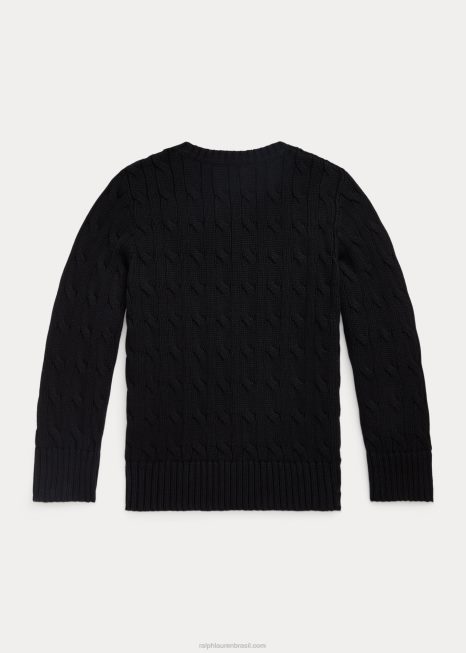 suéter de algodão tricotado BD6J9898 crianças Ralph Lauren preto