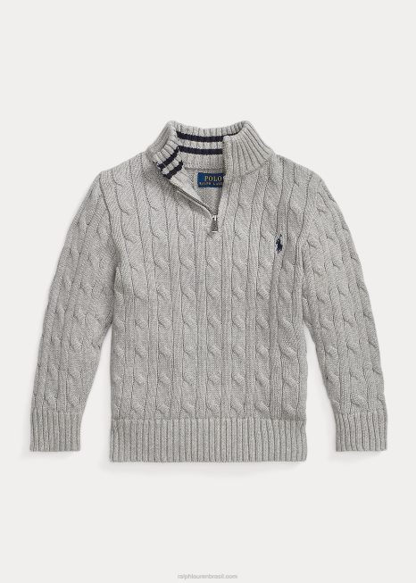 suéter de algodão tricotado com zíper BD6J6510 crianças Ralph Lauren e sobre urze