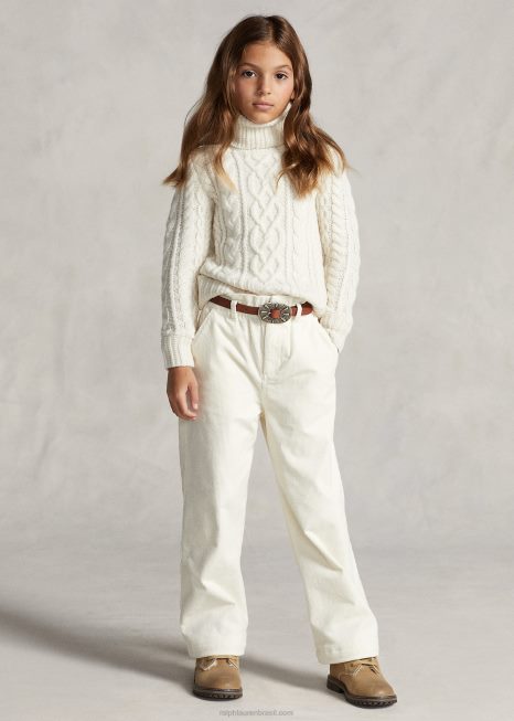 suéter de gola alta em malha aran BD6J7509 crianças Ralph Lauren