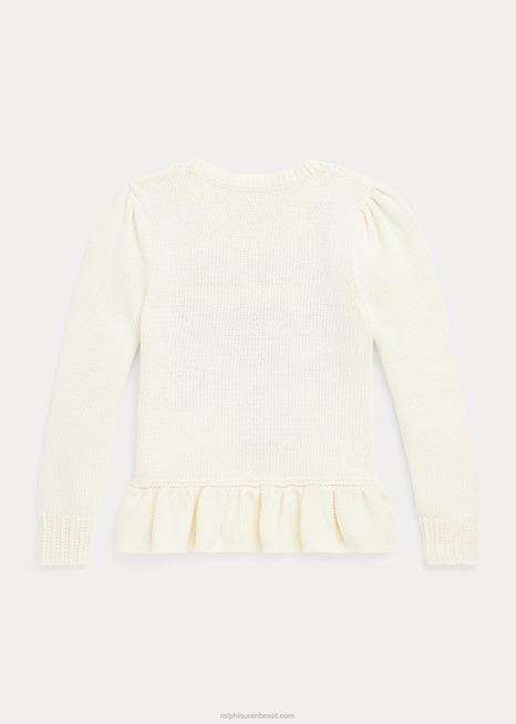 suéter de mistura de algodão em malha intarsia BD6J7469 crianças Ralph Lauren creme de clube