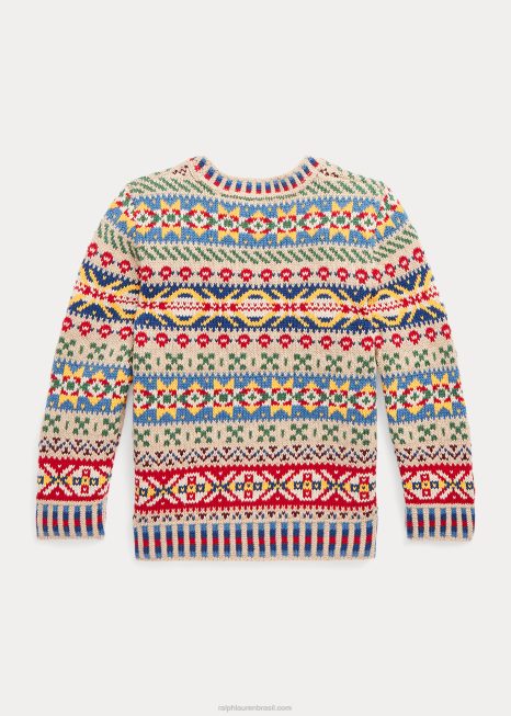 suéter de mistura de algodão fair isle BD6J5836 crianças Ralph Lauren multi fairisle