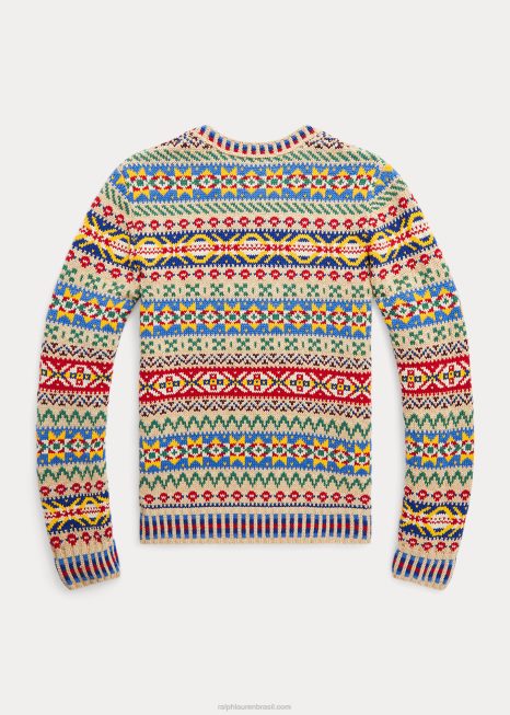 suéter de mistura de algodão fair isle BD6J6010 crianças Ralph Lauren multi fairisle