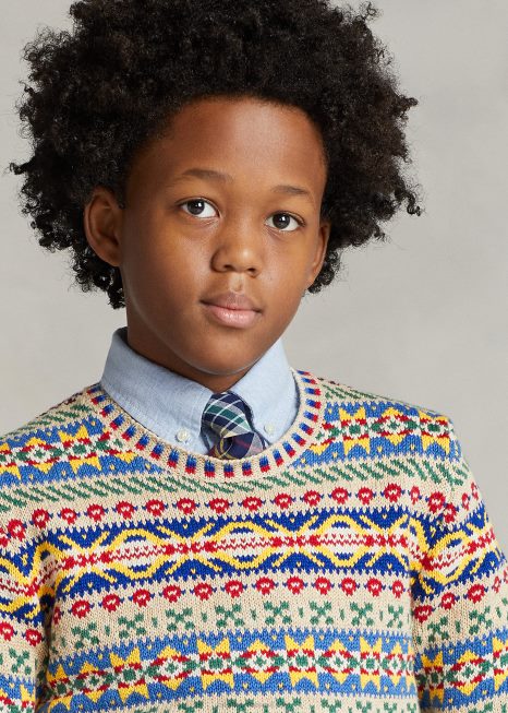 suéter de mistura de algodão fair isle BD6J6010 crianças Ralph Lauren multi fairisle