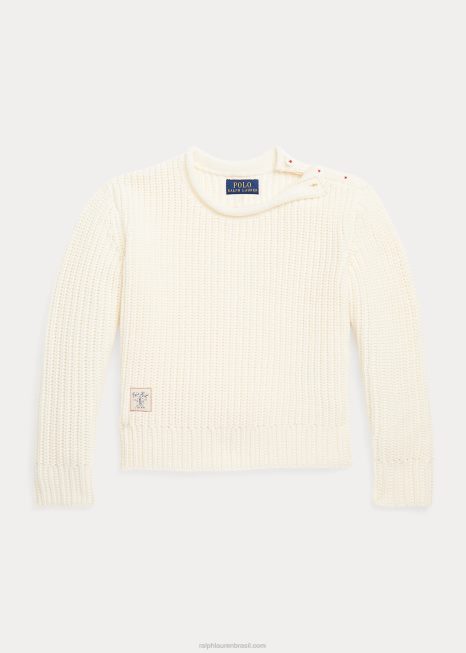 suéter gola rolê de algodão BD6J7454 crianças Ralph Lauren creme de clube