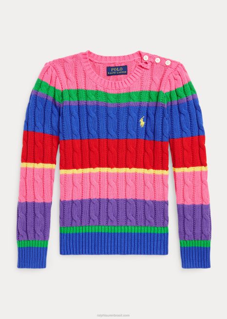 suéter listrado de algodão tricotado BD6J6885 crianças Ralph Lauren novo iris multi