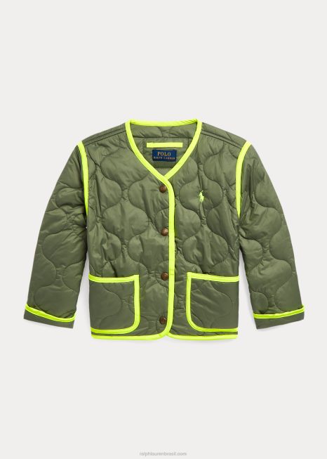 jaqueta acolchoada com acabamento neon BD6J9991 crianças Ralph Lauren trilha do jardim