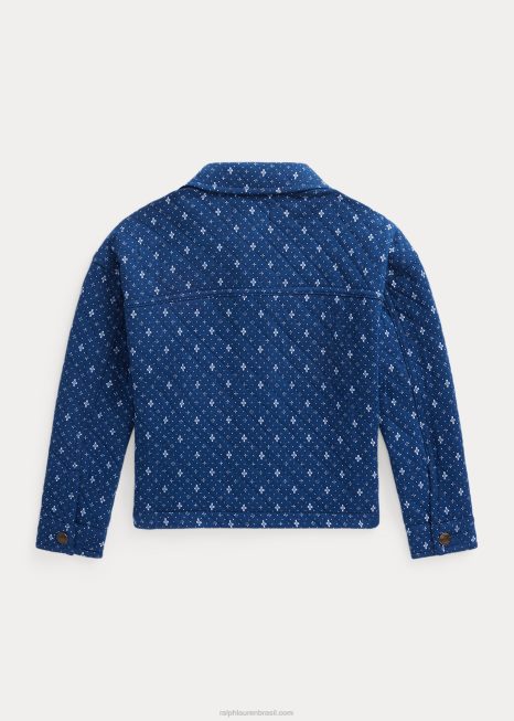 jaqueta camisa malha dupla com estampa geométrica BD6J6878 crianças Ralph Lauren chita clementina