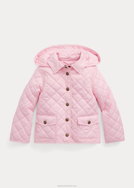 jaqueta celeiro acolchoada resistente à água BD6J7370 crianças Ralph Lauren rosa carmelo