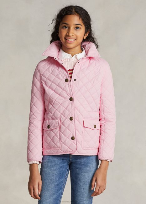 jaqueta celeiro acolchoada resistente à água BD6J7490 crianças Ralph Lauren rosa carmelo