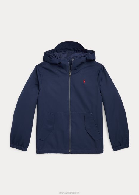 jaqueta com capuz repelente de água p-layer 1 BD6J5993 crianças Ralph Lauren marinha de newport