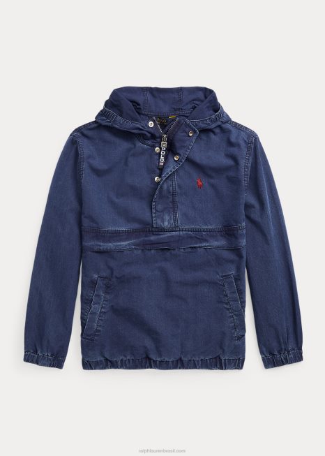 jaqueta jeans com capuz BD6J9928 crianças Ralph Lauren lavagem de spencer