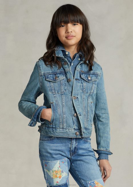 jaqueta jeans trucker BD6J6972 crianças Ralph Lauren dafnie wash