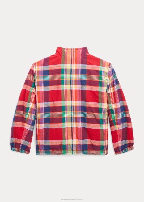 jaqueta madras de algodão reversível BD6J5662 crianças Ralph Lauren vermelho/marinho multi