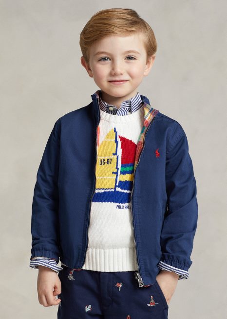 jaqueta madras de algodão reversível BD6J5662 crianças Ralph Lauren vermelho/marinho multi