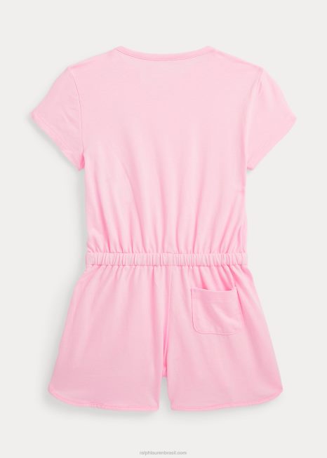macacão de jérsei de algodão com logo big pony BD6J6707 crianças Ralph Lauren rosa carmelo