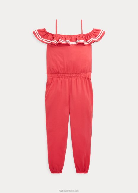 macacão de jérsei de algodão com babados BD6J7122 crianças Ralph Lauren estibordo vermelho