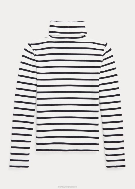 gola alta listrada de mistura de algodão BD6J7587 crianças Ralph Lauren deckwash branco multi