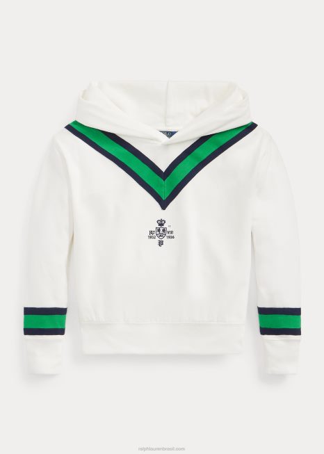 moletom com capuz listrado de críquete BD6J7138 crianças Ralph Lauren Deckwash branco