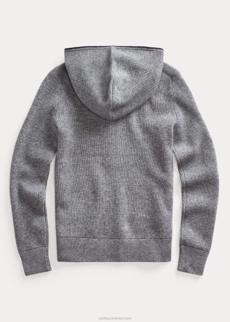 moletom de caxemira com zíper completo BD6J6020 crianças Ralph Lauren urze cinza