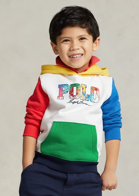 moletom de lã com logo color block BD6J5660 crianças Ralph Lauren branco multi