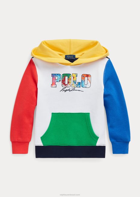 moletom de lã com logo color block BD6J5660 crianças Ralph Lauren branco multi