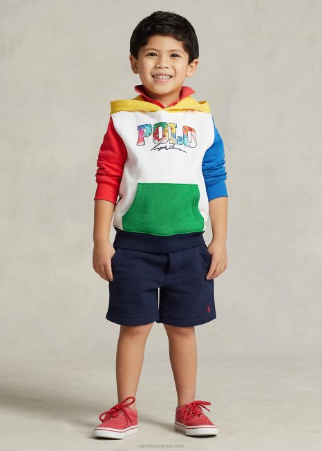 moletom de lã com logo color block BD6J5660 crianças Ralph Lauren branco multi