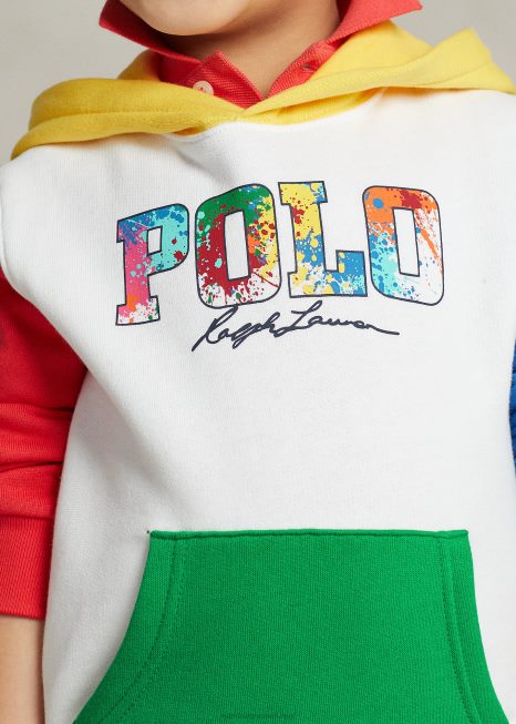 moletom de lã com logo color block BD6J5660 crianças Ralph Lauren branco multi