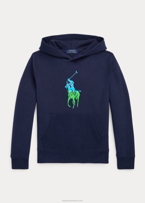 moletom de lã ombre big pony BD6J6647 crianças Ralph Lauren marinha de cruzeiro