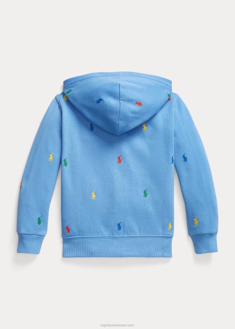 polo pony moletom de lã com zíper completo BD6J6459 crianças Ralph Lauren porto ilha azul
