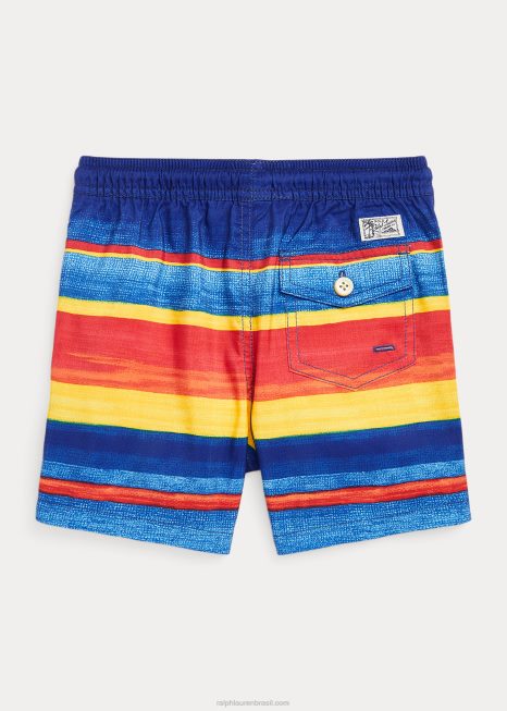 calção de banho viajante BD6J5855 crianças Ralph Lauren faixa azul/amarela