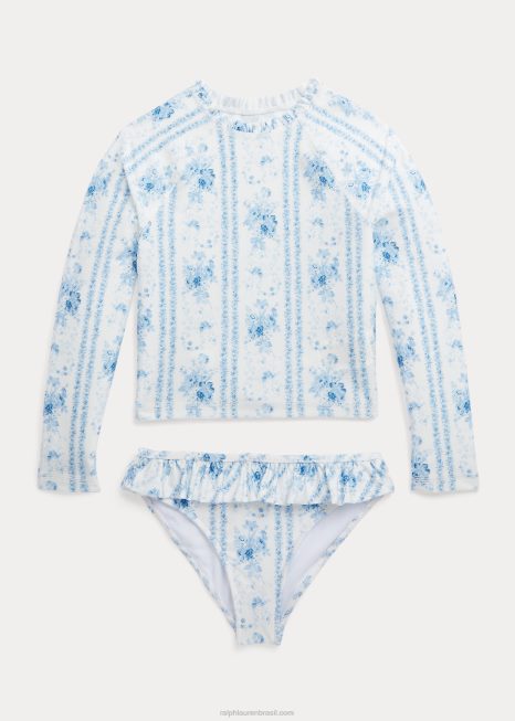 maiô floral rash guard de duas peças BD6J6828 crianças Ralph Lauren aline floral