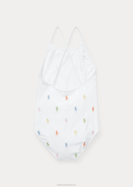 maiô polo pônei de uma peça BD6J7343 crianças Ralph Lauren branco