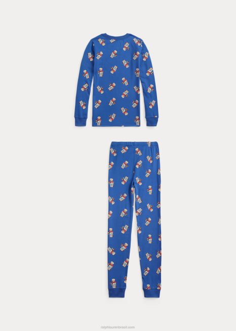 conjunto de dormir camisa elástica polo bear BD6J6402 crianças Ralph Lauren herança real