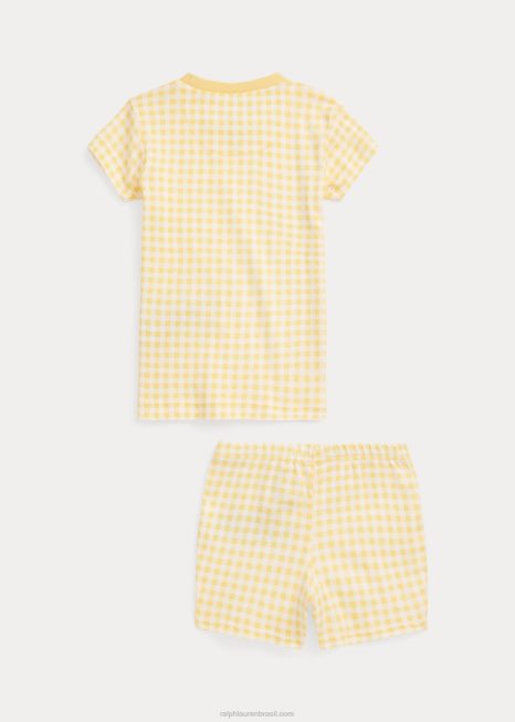 conjunto de dormir jérsei com nervuras guingão BD6J7325 crianças Ralph Lauren milho amarelo