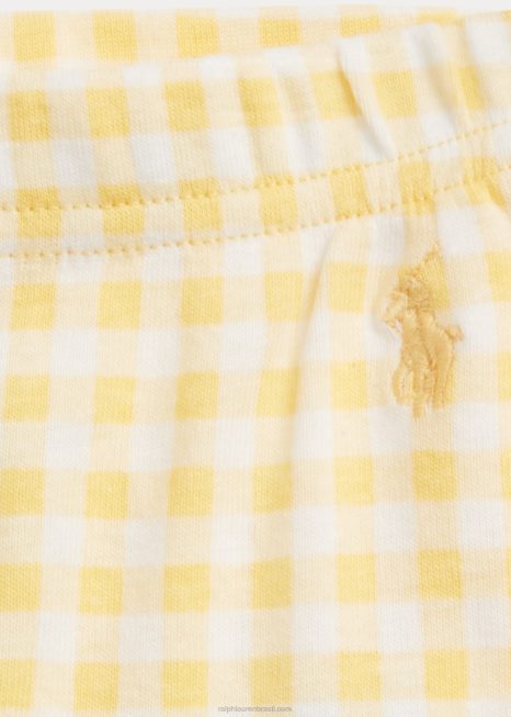 conjunto de dormir jérsei com nervuras guingão BD6J7325 crianças Ralph Lauren milho amarelo